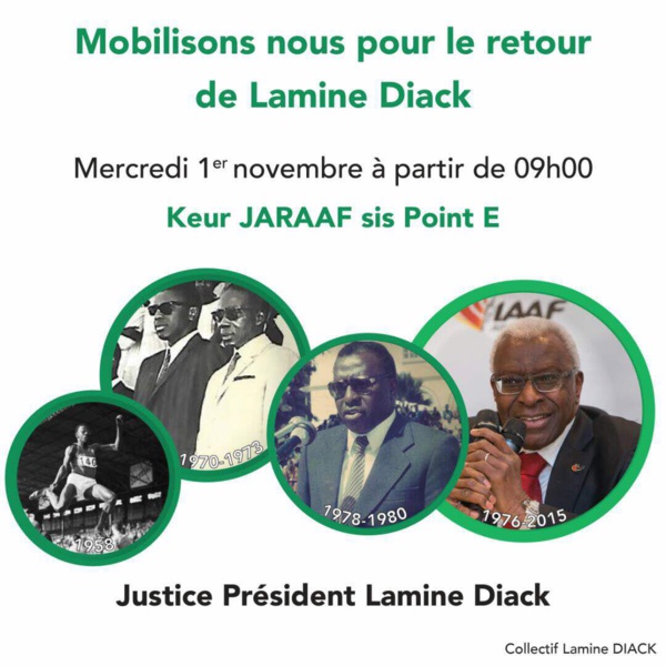 Rassemblement du collectif pour Lamine DIACK ce mercredi 1er novembre Rassemblement du collectif pour Lamine DIACK ce mercredi 1er novembre