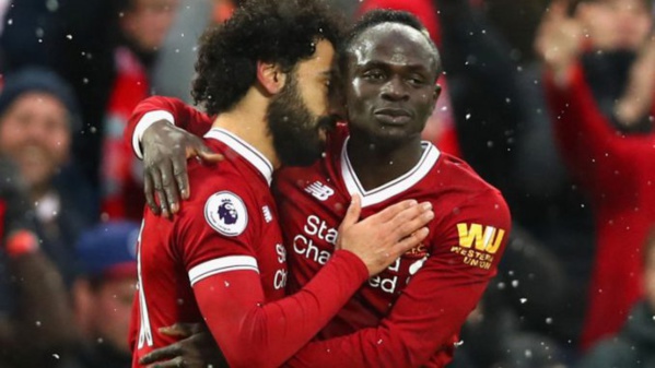 Sadio Mané avec Mo Salah, lors d'une célébration d'un but. Sadio Mané avec Mo Salah, lors d'une célébration d'un but.