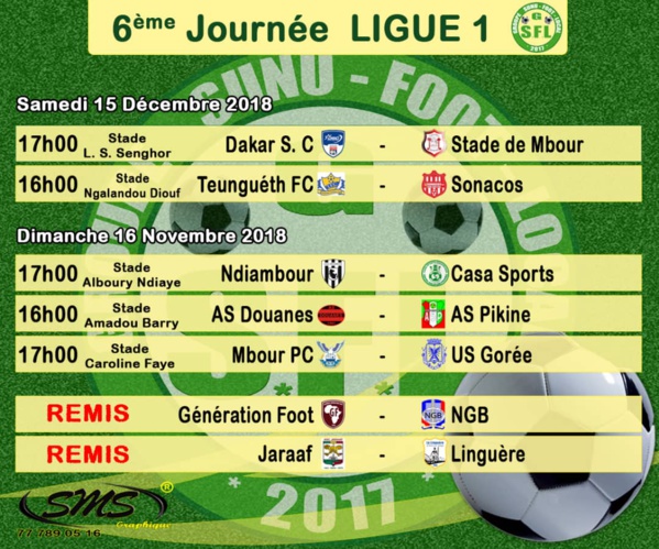 Championnats sénégalais : voici les programmes de la 5e journée de la Ligue 1 et Ligue 2