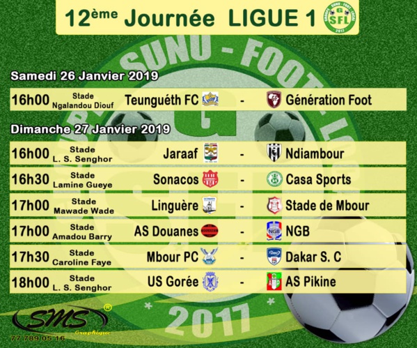 Ligue 1 : Voici le programme de la 12e journée, le derby de Rufisque très attendu Ligue 1 : Voici le programme de la 12e journée, le derby de Rufisque très attendu