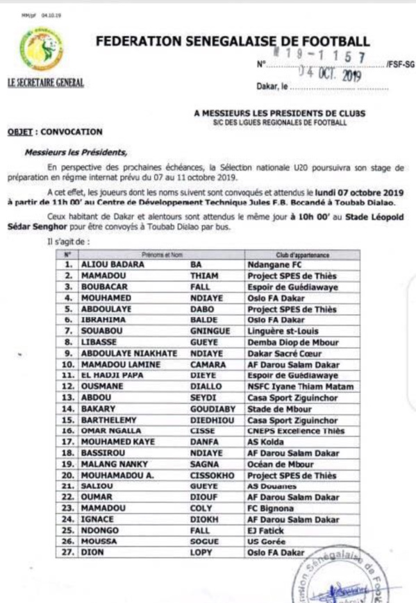 Préparation : Un groupe de 27 joueurs convoqués pour un stage de cinq jours Préparation : Un groupe de 27 joueurs convoqués pour un stage de cinq jours