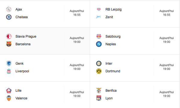 Ligue des champions : voici le programme de la troisième de ce Mercredi Ligue des champions : voici le programme de la troisième de ce Mercredi