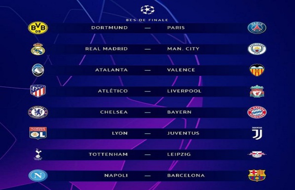 Ligue des champions: le tirage complet des 8es de finale est connu Ligue des champions: le tirage complet des 8es de finale est connu
