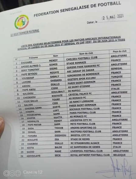 Matchs amicaux du mois de juin : Aliou Cissé convoque une liste de 26 joueurs
