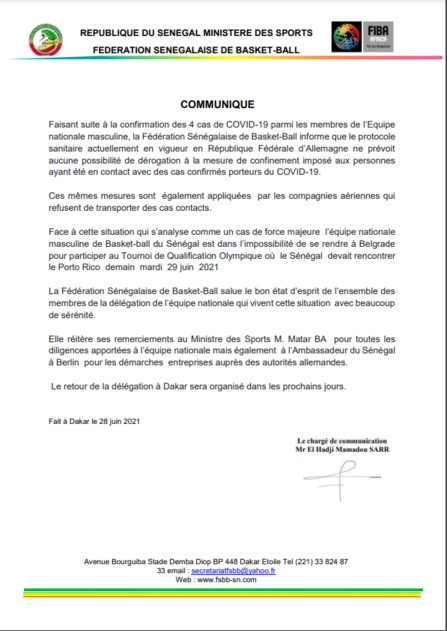 URGENT / Tournoi TQO : Les Lions forfaits à cause du COVID19 URGENT / Tournoi TQO : Les Lions forfaits à cause du COVID19