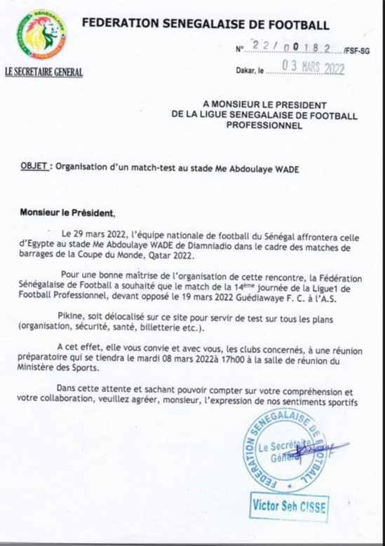 Ligue 1, 14é journée : GFC - AS Pikine en match test au stade Abdoulaye Wade de Diamniadio