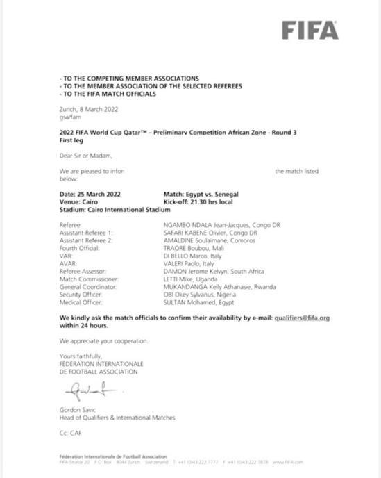 Barrages aller Egypte-Sénégal : Le congolais Jean Jacques Ndala sera au sifflet Barrages aller Egypte-Sénégal : Le congolais Jean Jacques Ndala sera au sifflet