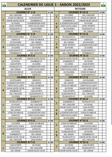 Ligue 1: le calendrier de la saison 2022-2023 publié par la LSFF