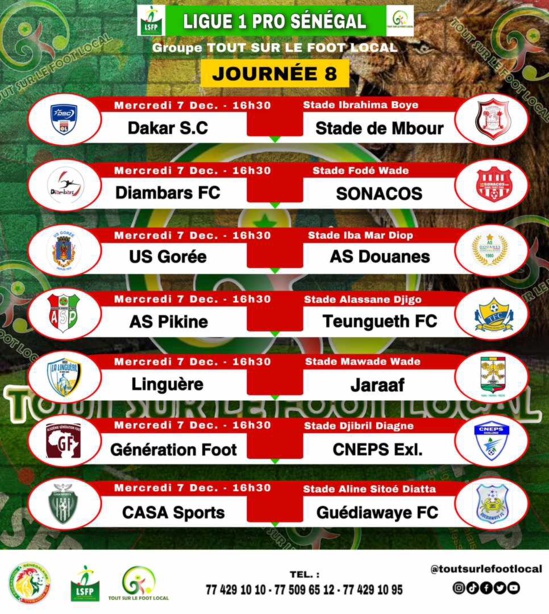 Ligue 1 (8ej): Casa-GFC, Pikine-TFC, les chocs de ce mercredi Ligue 1 (8ej): Casa-GFC, Pikine-TFC, les chocs de ce mercredi