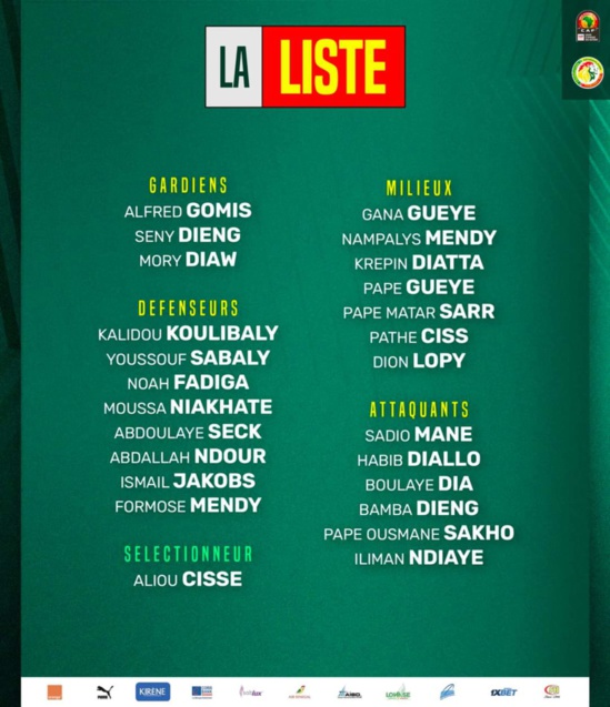 Eliminatoires CAN 2024: Tout sur la liste d’Aliou Cissé