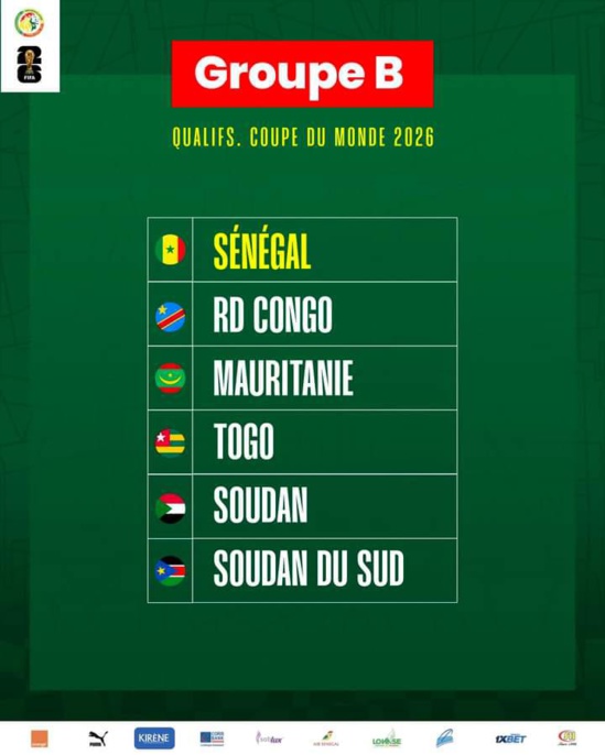 Eliminatoires CM 2026 : le Sénégal avec la RDC, la Mauritanie…. Eliminatoires CM 2026 : le Sénégal avec la RDC, la Mauritanie….