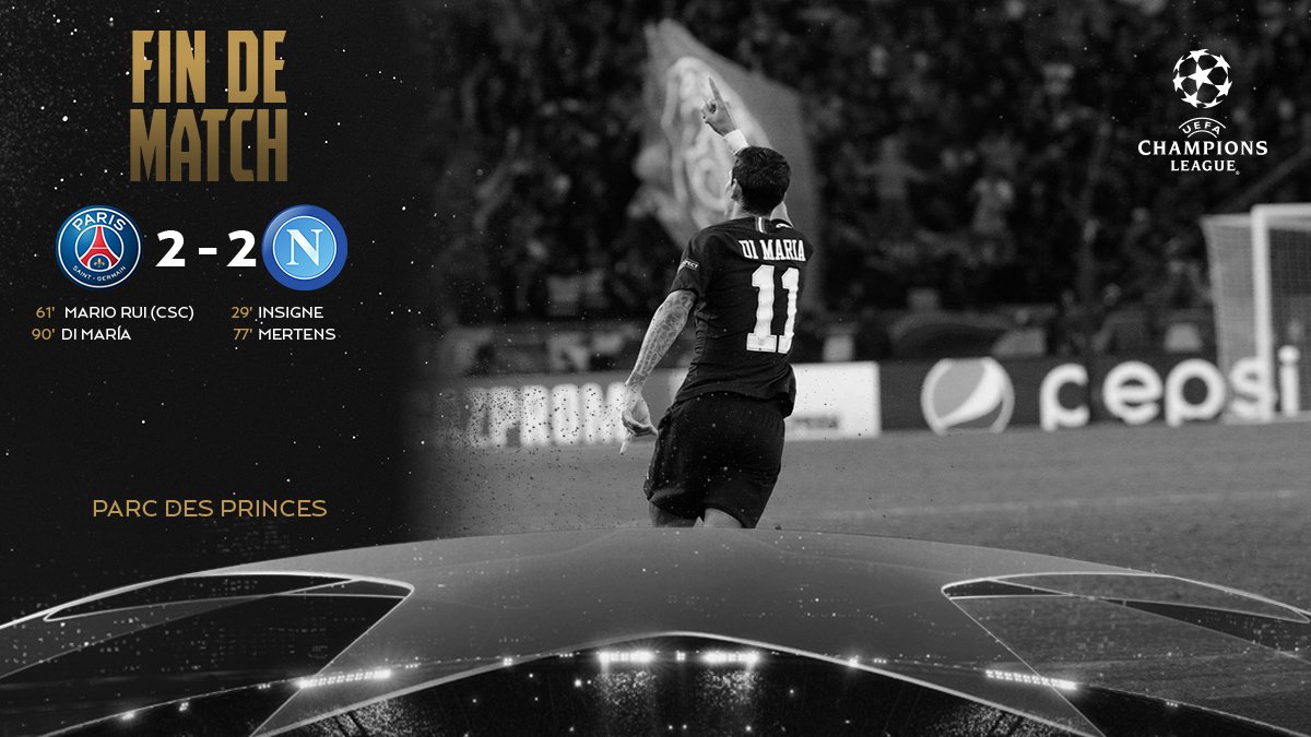 LdC : Paris Saint-Germain et Naples font match nul (2-2)