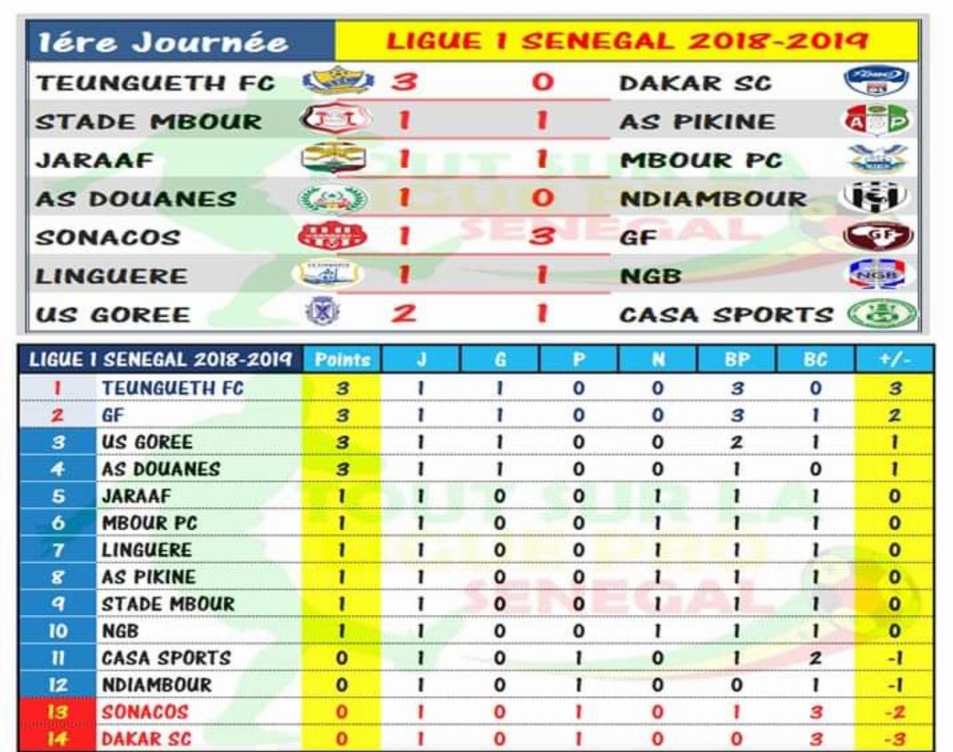 Ligue 1 : les résultats et le classement de la 1ere journée