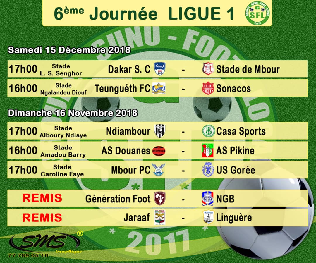 Championnats sénégalais : voici les programmes de la 5e journée de la Ligue 1 et Ligue 2