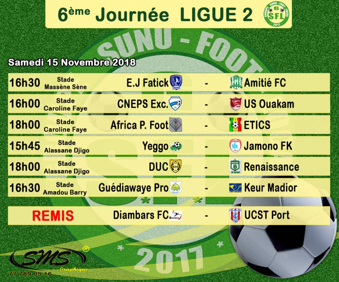 Championnats sénégalais : voici les programmes de la 5e journée de la Ligue 1 et Ligue 2