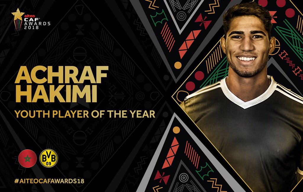 CAFAWARDS 2018 : Achraf Hakimia sacré meilleur jeune joueur de l'année