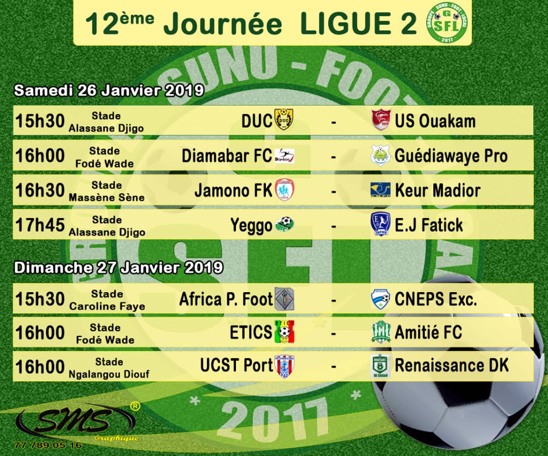 Ligue 2 : Voici le programme de la 12e journée