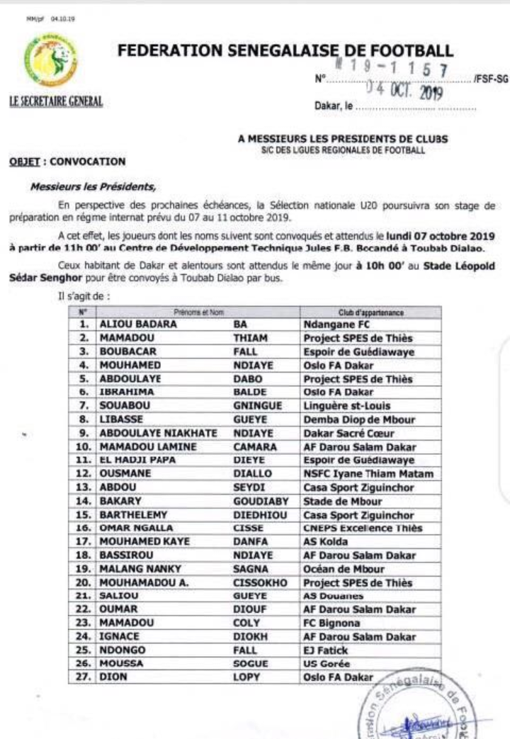 Préparation : Un groupe de 27 joueurs convoqués pour un stage de cinq jours