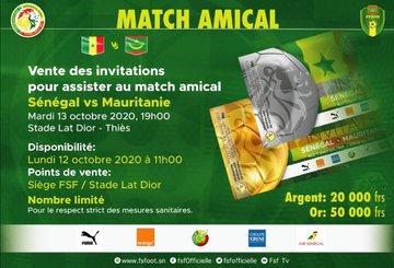 Match amical Sénégal-Mauritanie : les billets d’entrés fixés à 20.000 et 50.000 FCFA