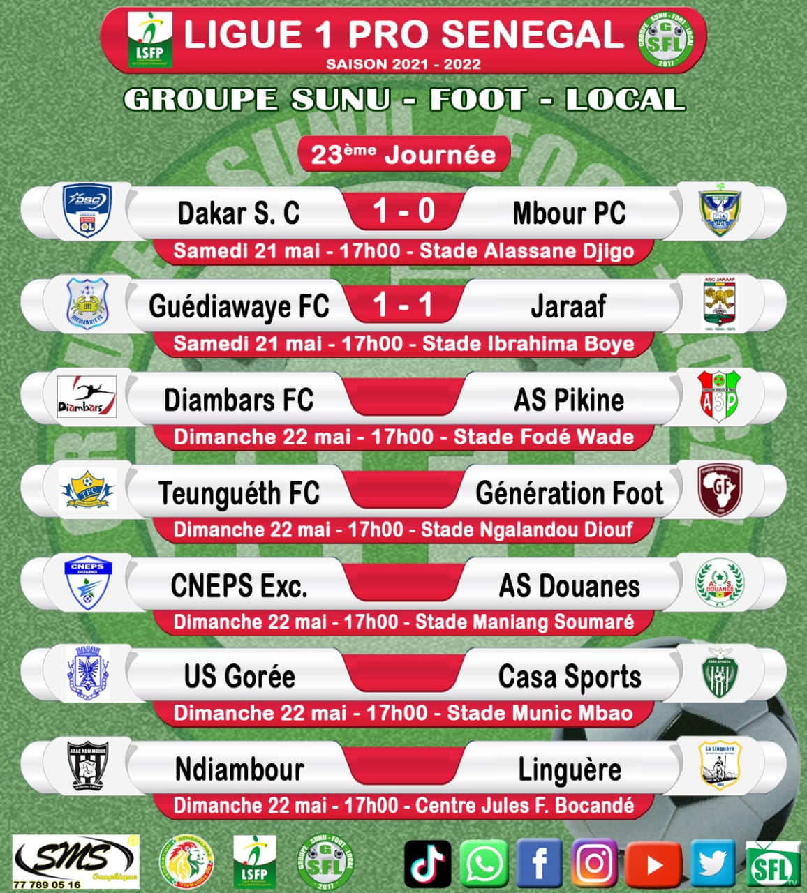 Ligue 1 : Jaraaf n’avance pas, DSC domine Mbour PC, choc TFC-GF, ce dimanche