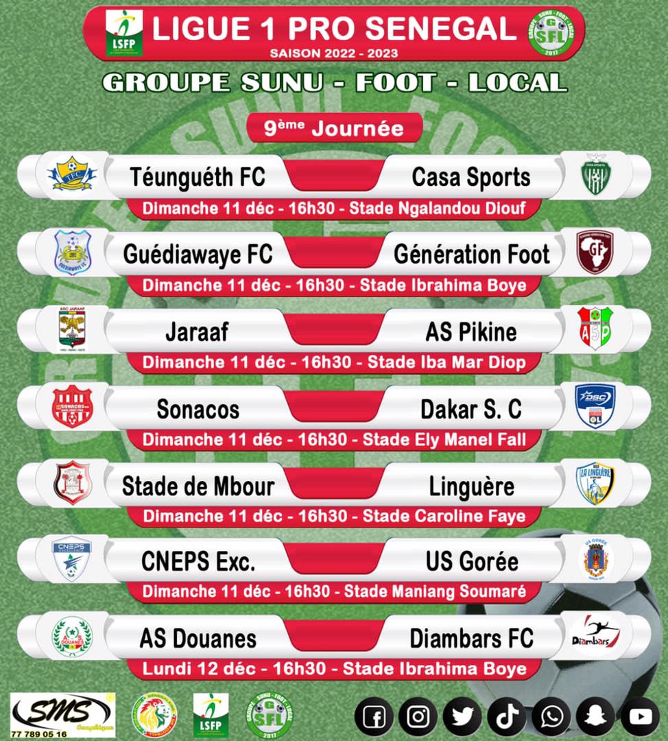 Ligue 1 (9eJ): Jaraaf-Pikine, le programme du jour