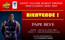 Le Saint Vallier Basket Drôme (NM1) a officialisé l’arrivé du sénégalais Pape Beye.